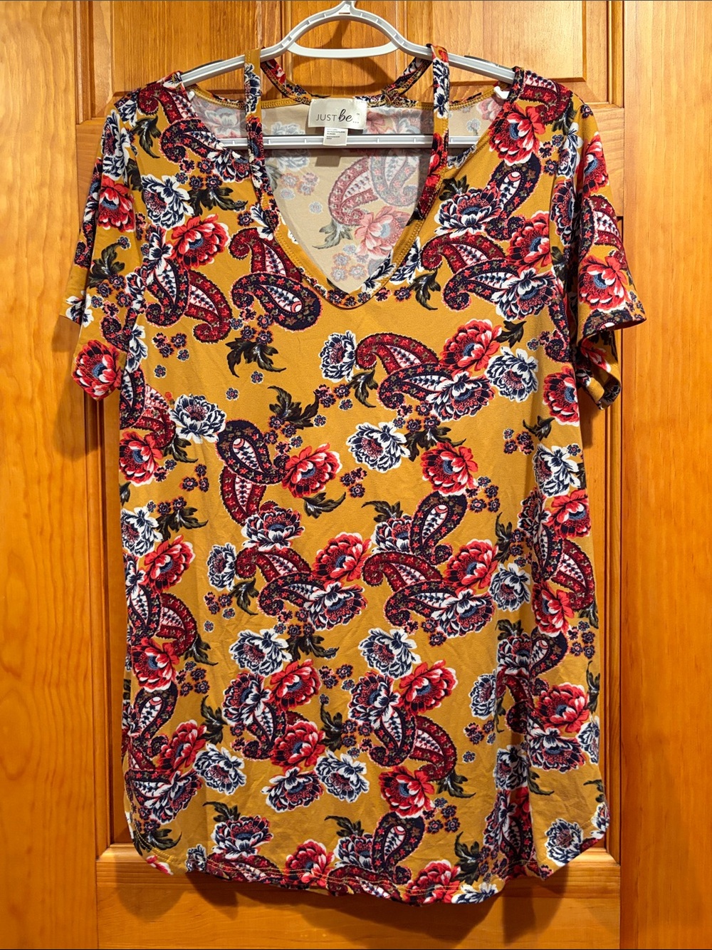 Women’s Mustard Floral Paisley V-Neck Top